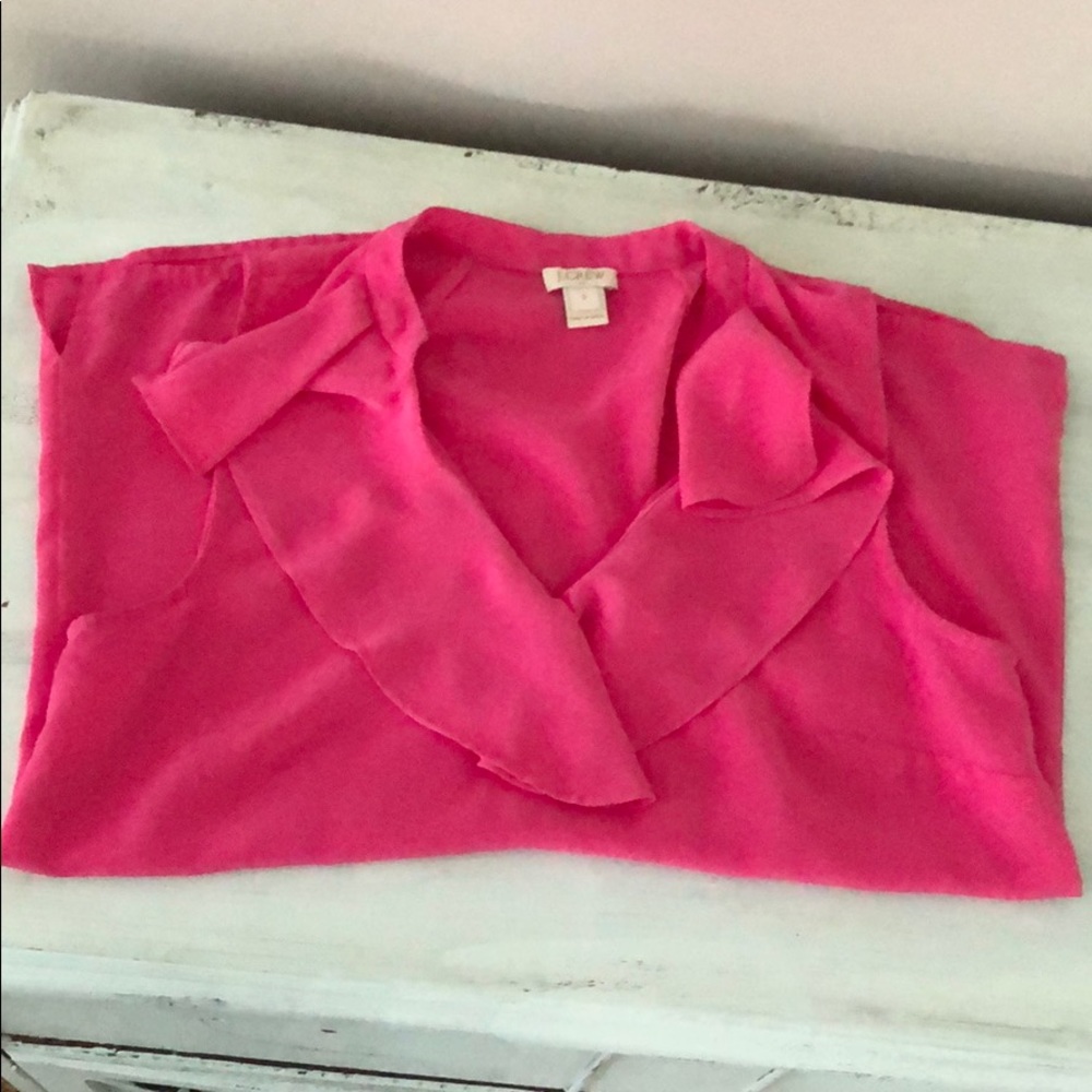 JCREW bright pink work blouse
